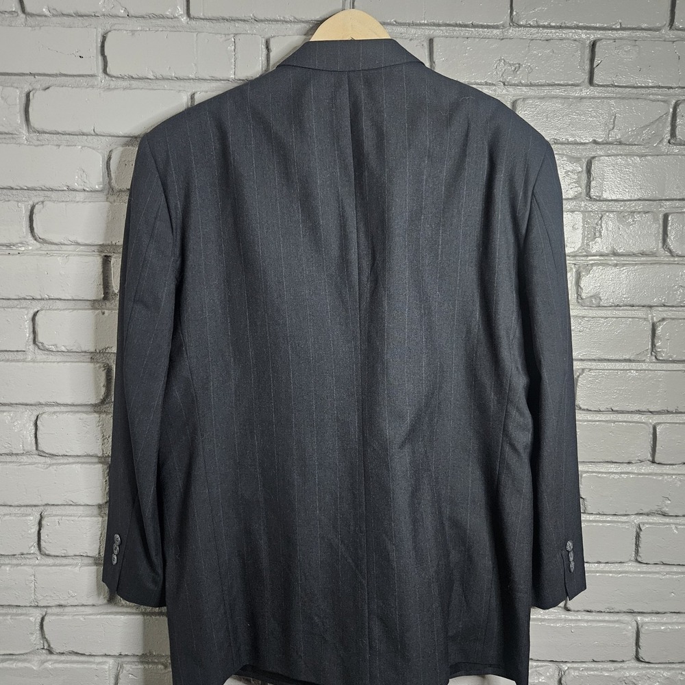 Carlo Pucci Couture Men's Wool Suit Jacket Blazer 48L Black Pinstripe - Picture 4 of 10